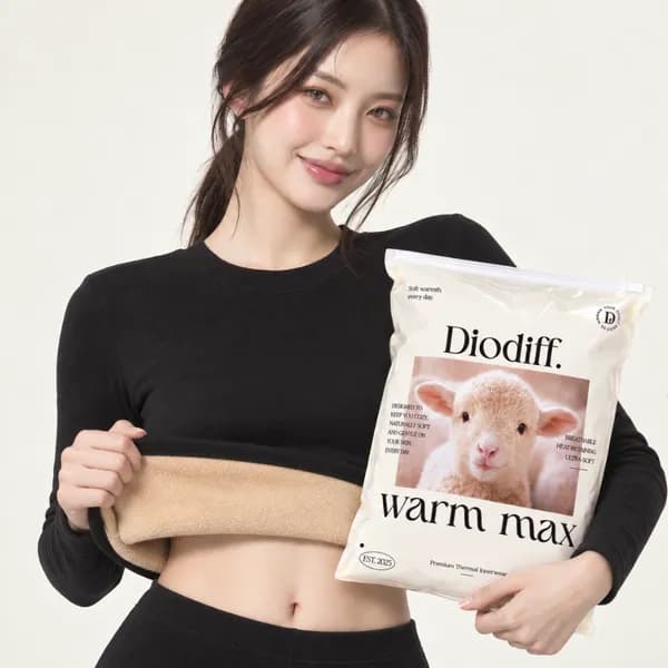 디오디프 웜맥스 프리미엄 발열 융털 기모 내의 상하세트 블랙 여 55