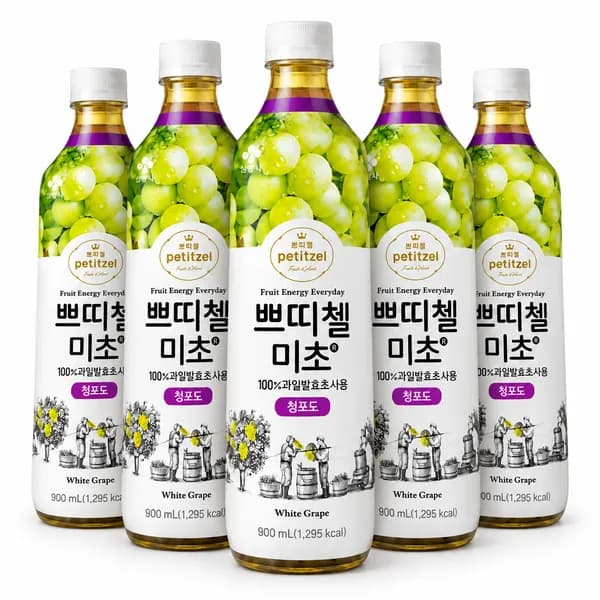 CJ제일제당 쁘띠첼 미초 청포도맛 900ml 5개