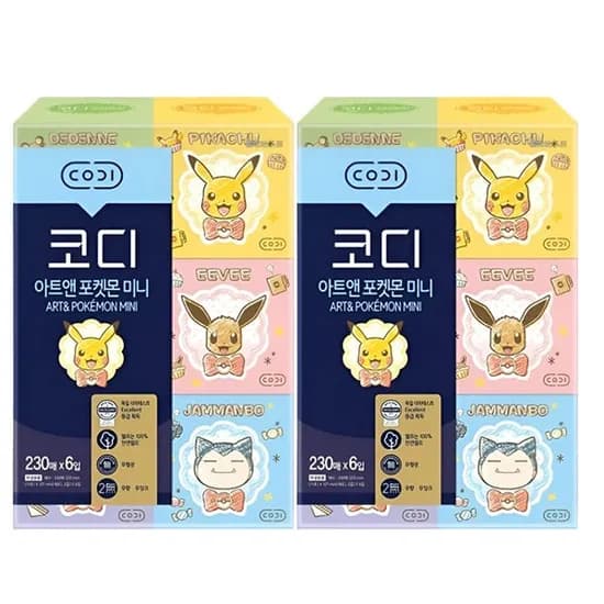 코디 아트앤 포켓몬 미니 천연펄프 각티슈 230매 6입 2팩 12,400원