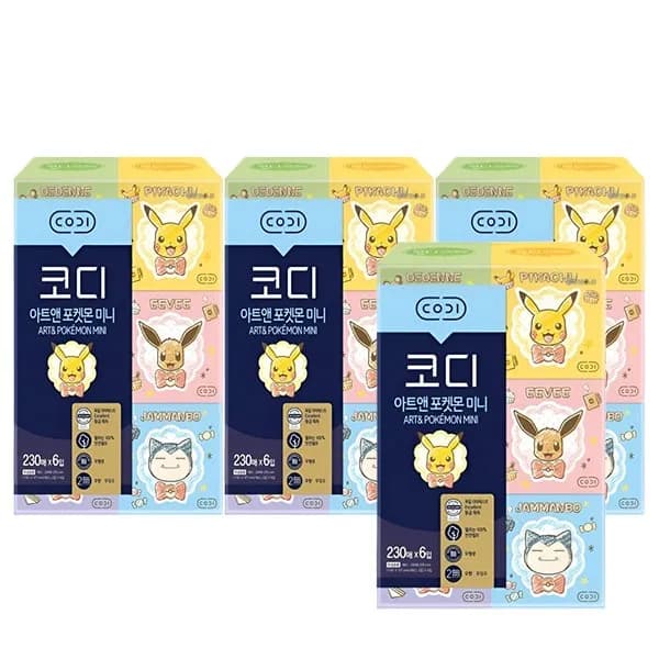코디 아트앤 포켓몬 미니 천연펄프 각티슈 230매 6입 4팩 25,200원