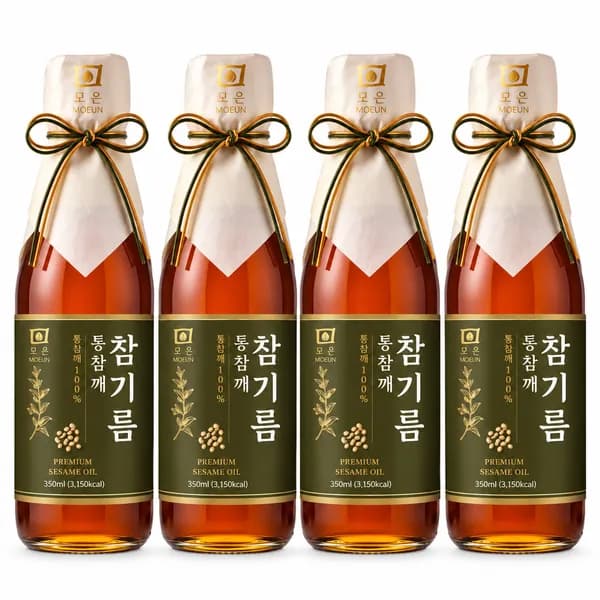 모은 통참깨 참기름 350ml 4개