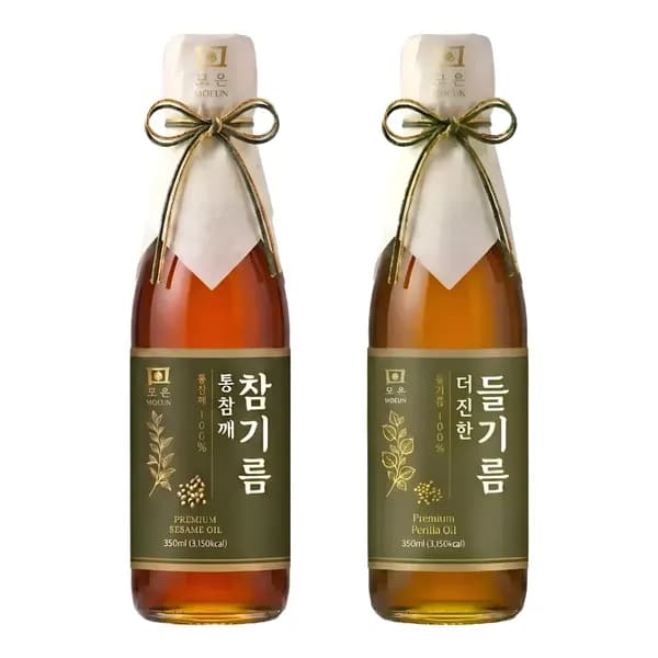 모은 전통압착 통깨 100퍼센트 참기름+들기름 세트 350ml 1개