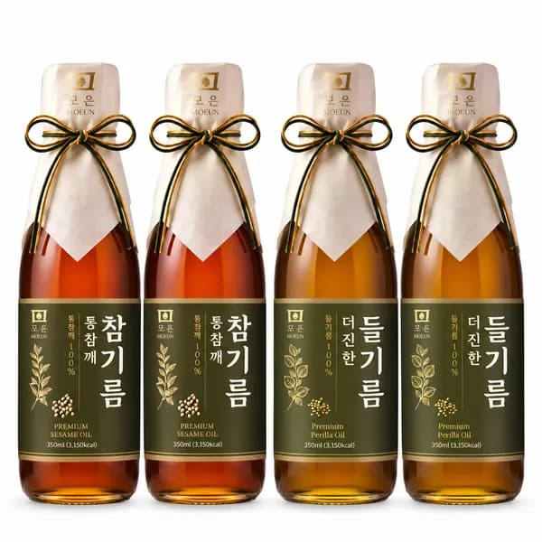 모은 전통압착 통깨 100퍼센트 참기름+들기름 세트 350ml 2개