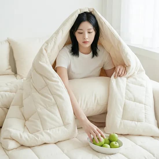 크린포유 쉼의온도 그래핀솜 기능성 사계절 침구 차렵이불 패드 세트 크림화이트 슈퍼싱글 1세트