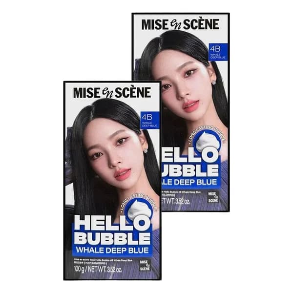 미쟝센 뉴 헬로버블 염모제 4B 웨일딥블루 100g 2개