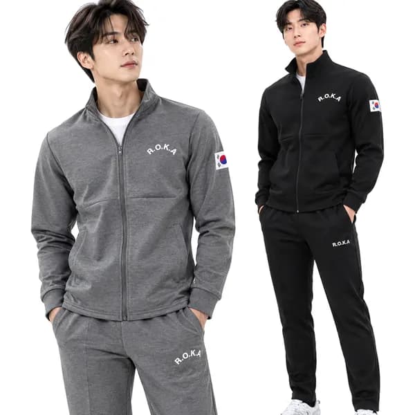 남성 ROKA 로카 풀집업 스판 트레이닝복 상하의 세트 블랙 105