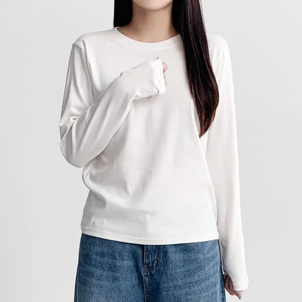 허블리 베이직 라운드넥 긴팔티셔츠 L 화이트 1개