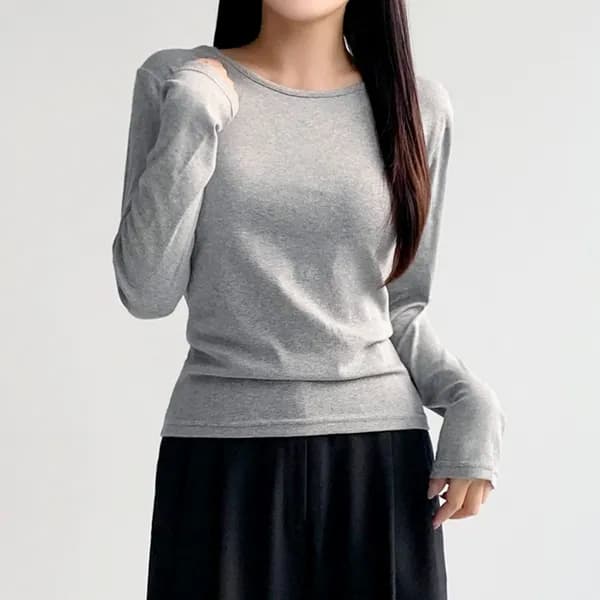 허블리 슬림 라운드넥 긴팔티셔츠 M 그레이