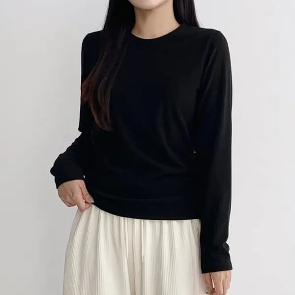 허블리 여성 기모 무지 라운드 긴팔 티셔츠 블랙 L/XL 1개 9,215원
