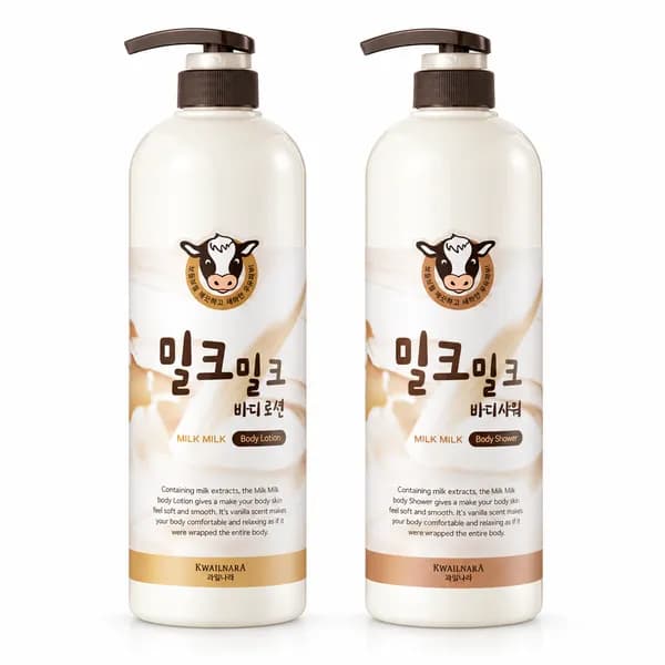 과일나라 밀크밀크 바디샤워&바디로션 1000ml 1+1 총 2개