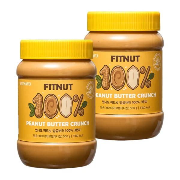 핏넛 무첨가 하이올레익 땅콩버터 크런치 500g 2개