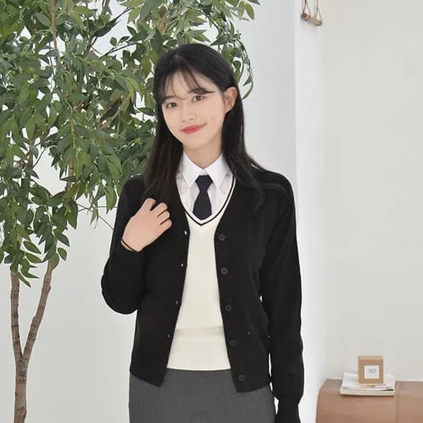 보풀방지 블랙 교복 가디건 블랙 2XL 1개