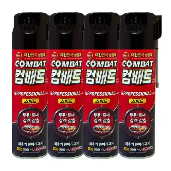 컴배트 스피드 바퀴벌레 에어졸 500ml 4개