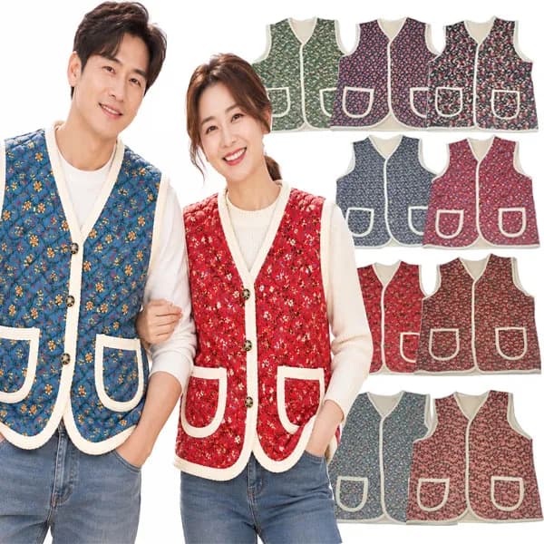 남녀공용 꽃무늬 조끼 D-red 6XL