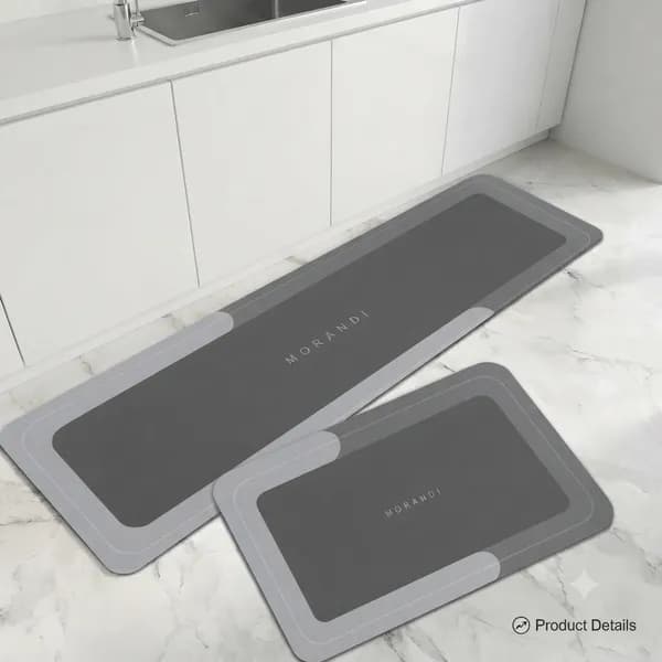 소프트 규조토 주방 발매트 세트 모던 그레이 M+L 40x60cm+40x120cm 1개