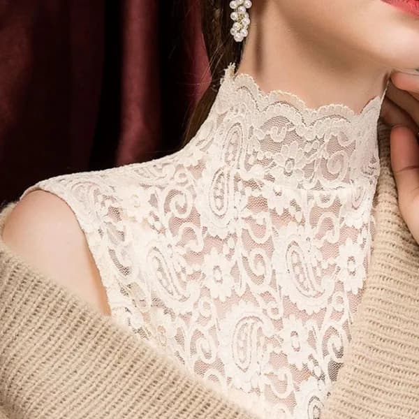 옷자락 여자 그런지 레이스 SS 폴라넥 망사 나시 블랙 FREE 11,850원