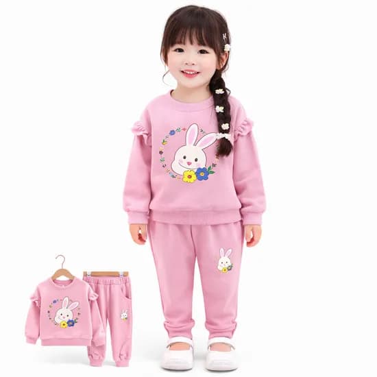 꽃동산래빗상하셋트 아기 상하복 나시 세트 핑크 130
