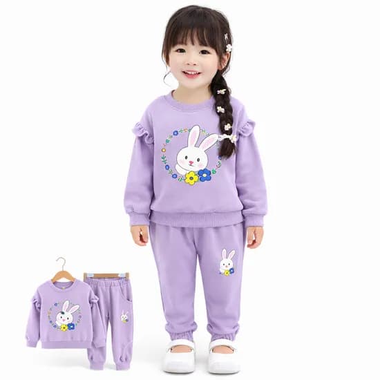 꽃동산래빗상하셋트 아기 상하복 나시 세트 퍼플 110