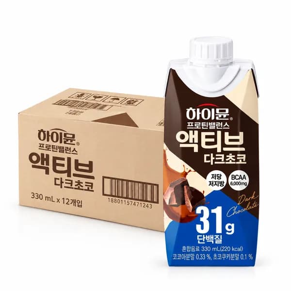 하이뮨 프로틴밸런스 액티브 다크초코 330ml 12개