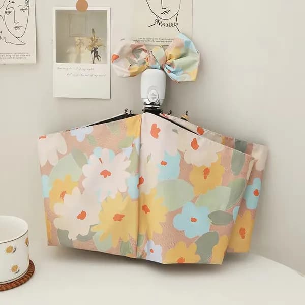 완전자동 플라워 우산 양산 퍼플 56X99cm 1개