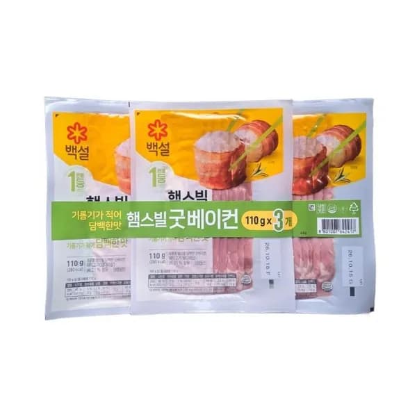CJ제일제당 백설 햄스빌 굿 베이컨 110g 3개