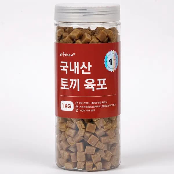 바른츄 강아지 촉촉한 육포 국내산 토끼 1kg