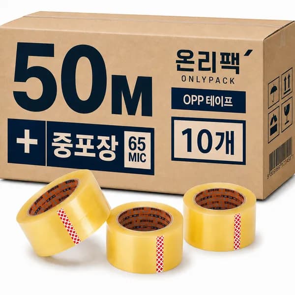 온리팩 중포장 투명 박스테이프 48mmx50m 10개 8,990원