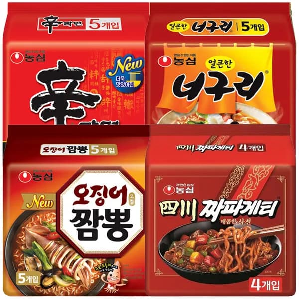 농심 신라면 5개 + 너구리 5개 + 사천짜파게티 4개 + 오징어짬뽕 5개 1세트