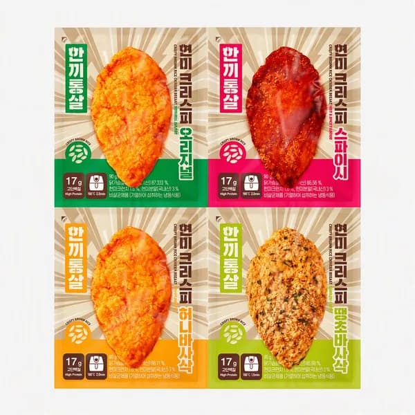 한끼통살 현미 크리스피 닭가슴살 4종 혼합 100g 10개입