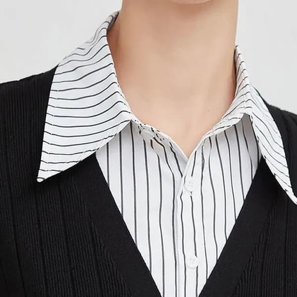 여성 스트라이프 페이크 카라 넥케이프 블랙줄 FREE 1개
