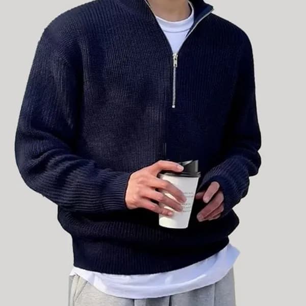 남성 오버핏 루즈핏 겨울 하프집업 니트 블랙 3XL