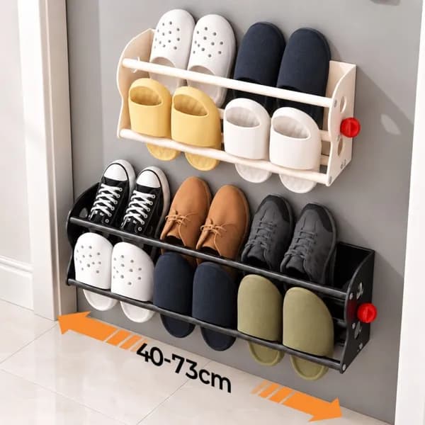 무타공 자석 2단 신발정리대 너비조절 FREE 40-73cm 블랙 1개