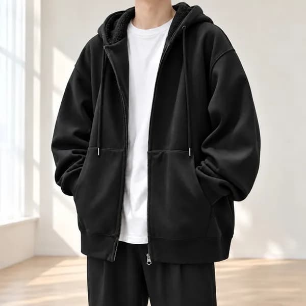 남녀공용 오버핏 기모 후드집업 블랙 4XL(104호) 1장