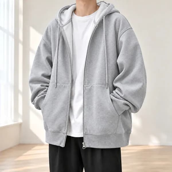 남녀공용 기모 오버핏 루즈핏 후드집업 그레이 3XL(100) 1개