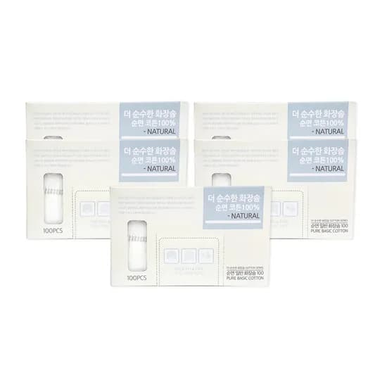 더순수한 화장솜 순면 코튼 100%, 100개입, 5개