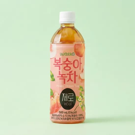 웰그린 복숭아녹차제로 500ml 24개