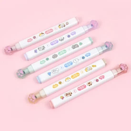 핑크풋 냥냥 6색 세트 형광펜, 단일색상, 1개