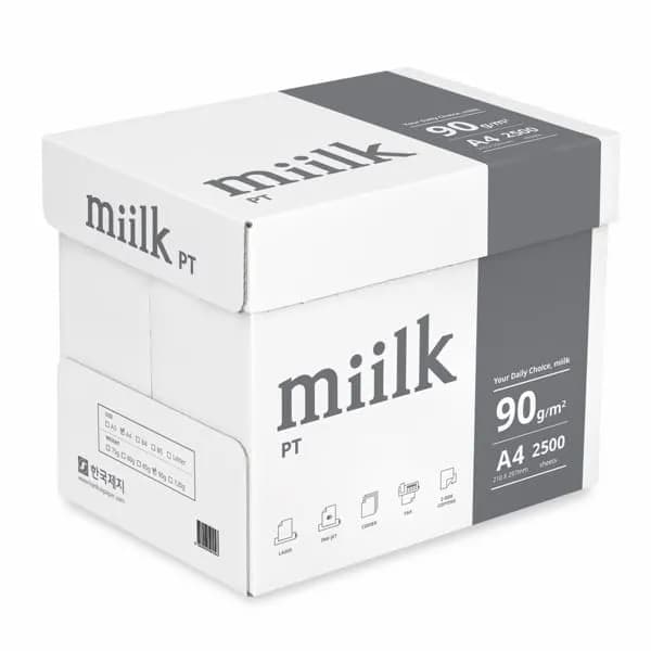 한국제지 밀크 A4 복사용지 90g 2500매 1박스