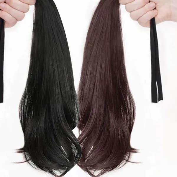 포니테일 부분가발 웨이브 다크브라운 30cm