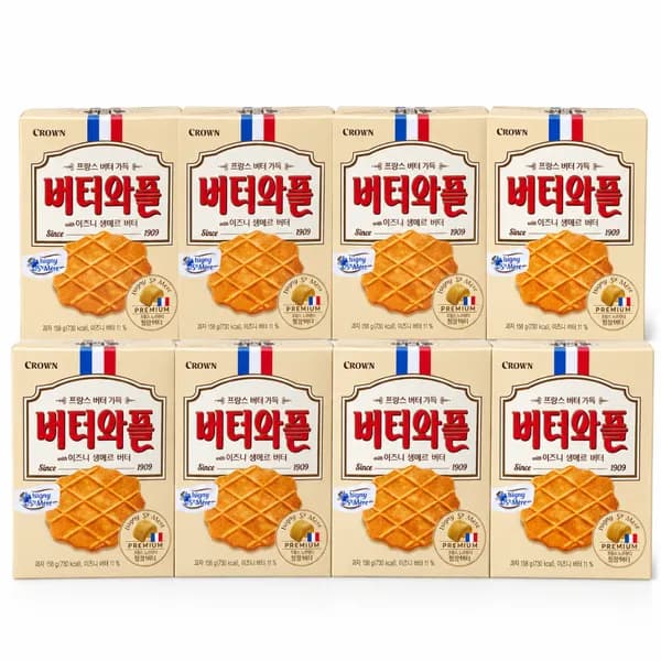 크라운 버터와플 with 이즈니 생메르 버터 158g 8개