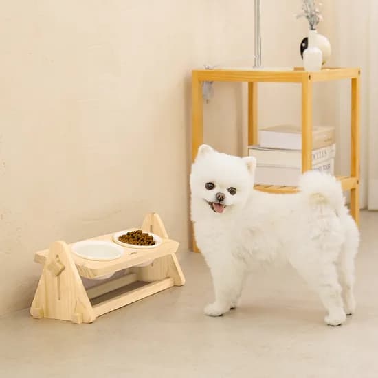 레토 원목 강아지 고양이 밥그릇 식탁 세트, 각도 높이조절, LCA-WH02, 1개