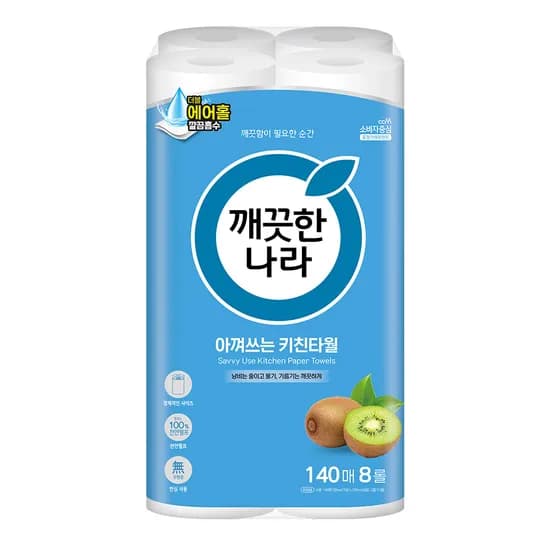 깨끗한나라 아껴쓰는 키친타월, 140매, 8롤, 1팩 깨끗한나라 아껴쓰는 키친타월, 140매, 8롤, 1팩
