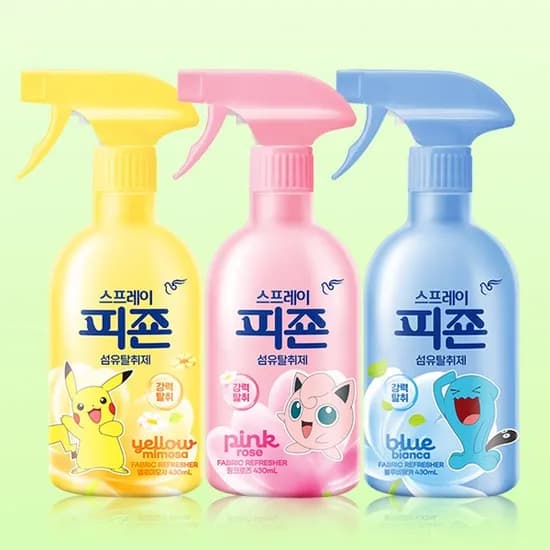 피죤 스프레이 섬유탈취제 핑크로즈 옐로미모사 블루비앙카 430ml 3개