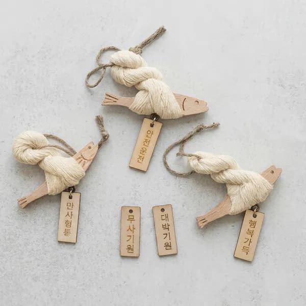 차량용 액막이 나무 명태 명주실 모시 액땜 걸이, 안전운전, 8cm, 1개
