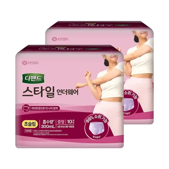 디펜드 스타일 언더웨어 여성용 초슬림 10매 중형 2팩