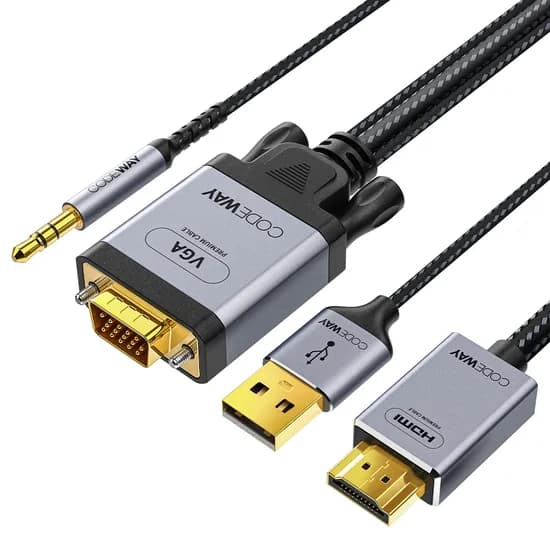 코드웨이 VGA to HDMI 오디오 지원 케이블 2m 1개
