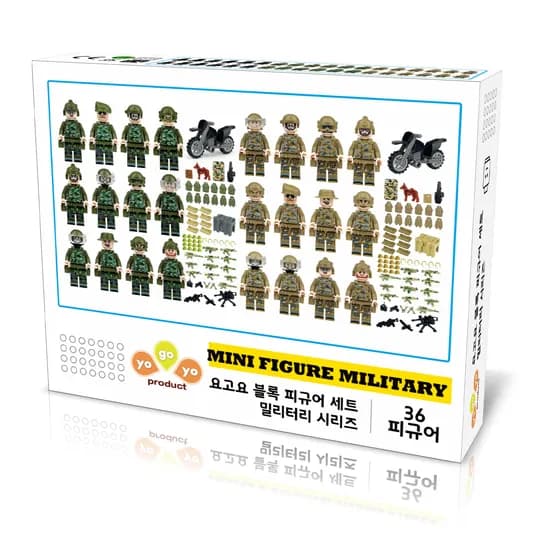 미니피규어 밀리터리 군인 시리즈 36종 피규어 소품 세트, 레고 호환 블럭, 혼합색상, 1개