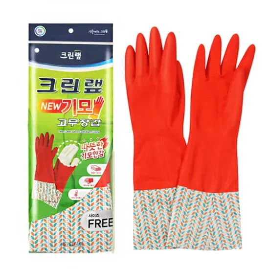 크린랩 기모 고무장갑, FREE, 빨강, 2개, 1개