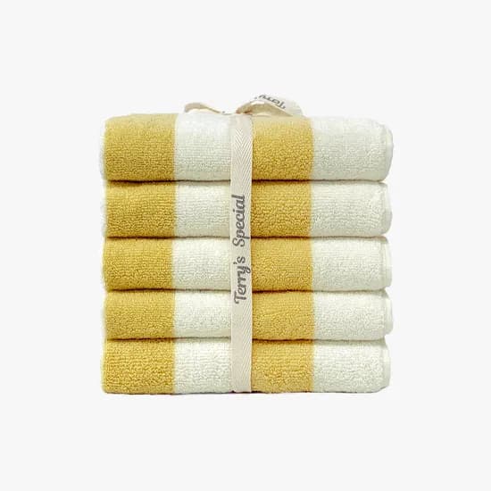 테리파머 고중량 스트라이프 호텔수건 Stripe40 버터 아이보리 200g 5장