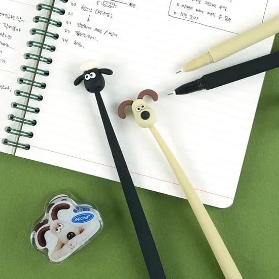 핑크풋 월레스와 그로밋 캐릭터 펜 피규어 볼펜 공식정품, 베이지, 1개